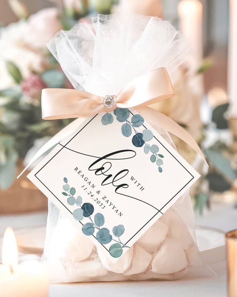 Dusty Blue Eucalyptus Greenery Wedding With Love Favor Tags