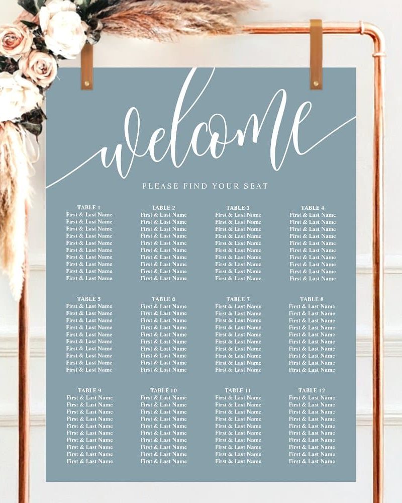 Dusty Blue Minimalist Wedding Seating Chart