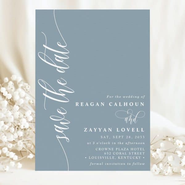 Save The Date For The Wedding Of Reagan Calhoun And Zayyan Lovell, September 28, 2033, At The Crowne Plaza Hotel In Louisville, Kentucky.