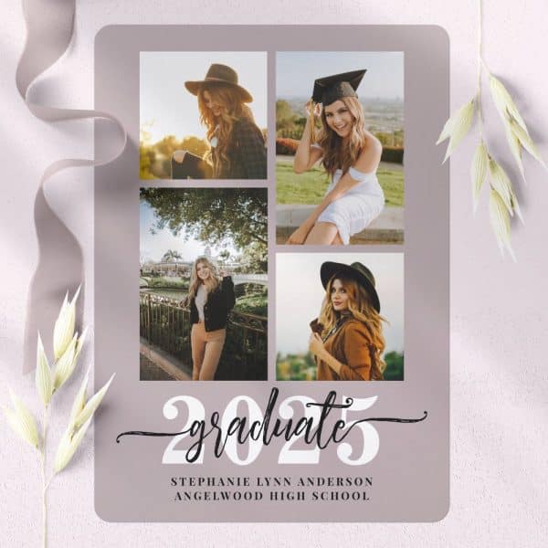 Graduation Announcement Featuring Four Photos Of Stephanie Lynn Anderson, Angelwood High School Graduate, Class Of 2025.