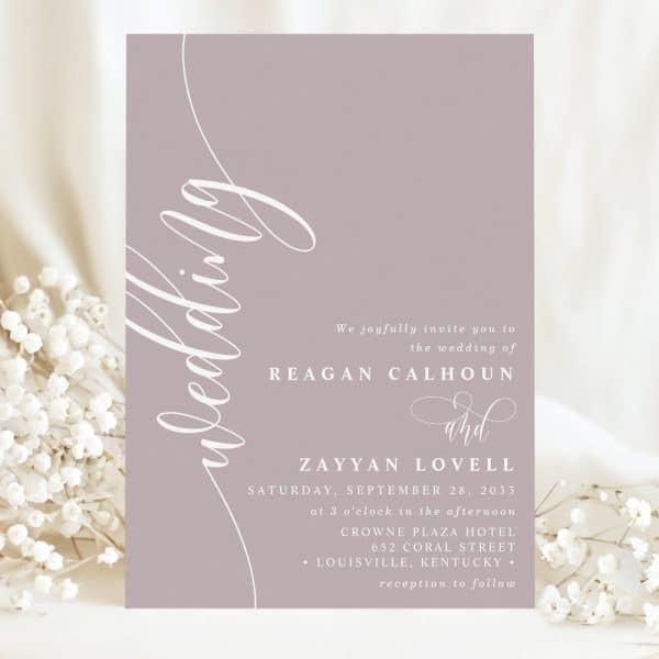 Lavender Wedding Invitation For Reagan Calhoun And Zayyan Lovell, September 28, 2033.