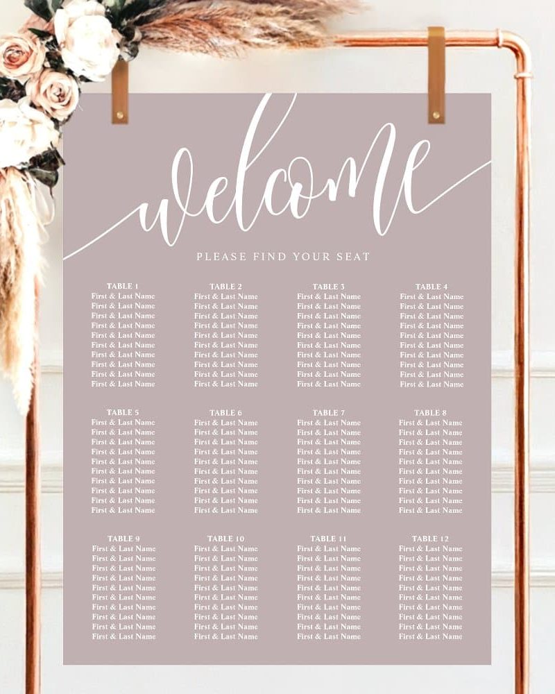Dusty Lavender Minimalist Wedding Seating Chart