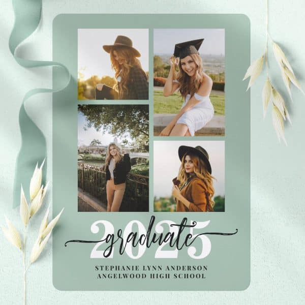 Graduation Announcement Featuring Four Photos Of Stephanie Lynn Anderson, Angelwood High School Graduate, Class Of 2025.