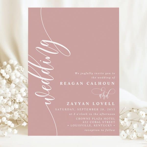 Wedding Invitation For Reagan Calhoun And Zayyan Lovell, September 28, 2033, At The Crowne Plaza Hotel In Louisville, Kentucky.