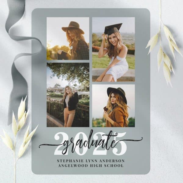 Graduation Announcement Featuring Four Photos Of Stephanie Lynn Anderson, Angelwood High School, Class Of 2025.