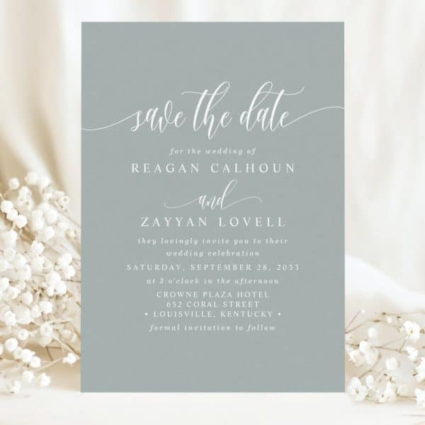 Save The Date For The Wedding Of Reagan Calhoun And Zayyan Lovell, September 28, 2033, At The Crowne Plaza Hotel In Louisville, Kentucky.