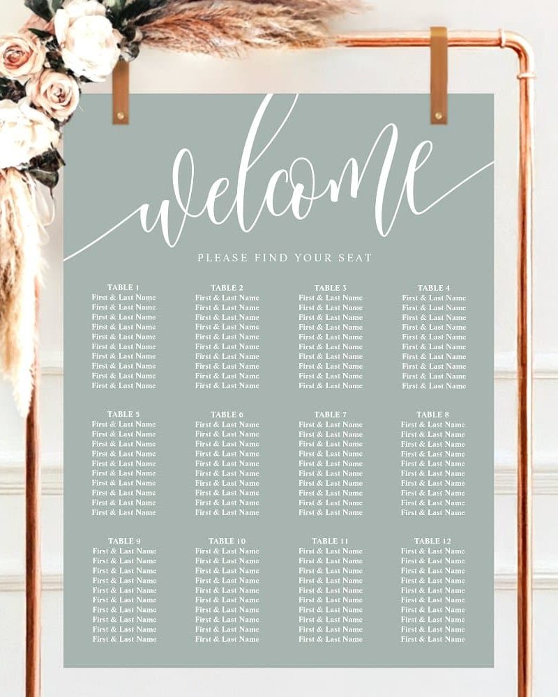 Dusty Sage Minimalist Wedding Seating Chart