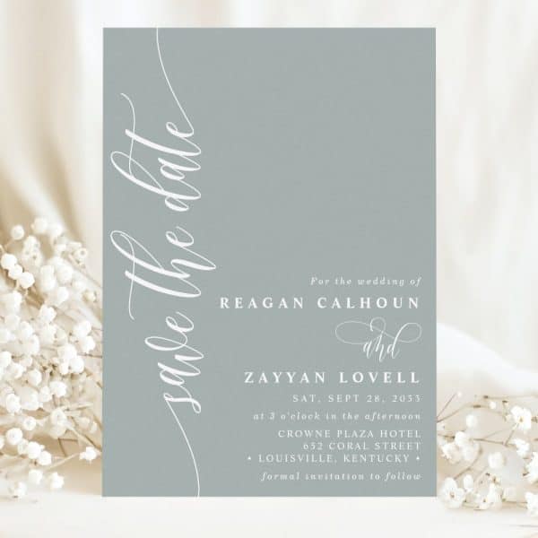 Save The Date For The Wedding Of Reagan Calhoun And Zayyan Lovell, September 28, 2033, At The Crowne Plaza Hotel In Louisville, Kentucky.