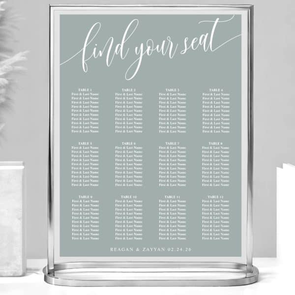 Dusty Sage Simple Wedding Seating Chart