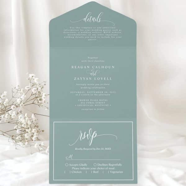 Wedding Invitation For Reagan Calhoun And Zayyan Lovell, Featuring Date, Time, Location, And Rsvp Information.