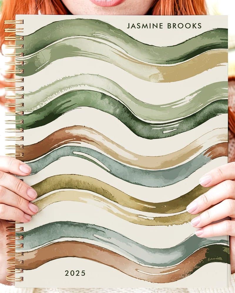 Earthy Watercolor Stripes 2025 Custom Name Planner