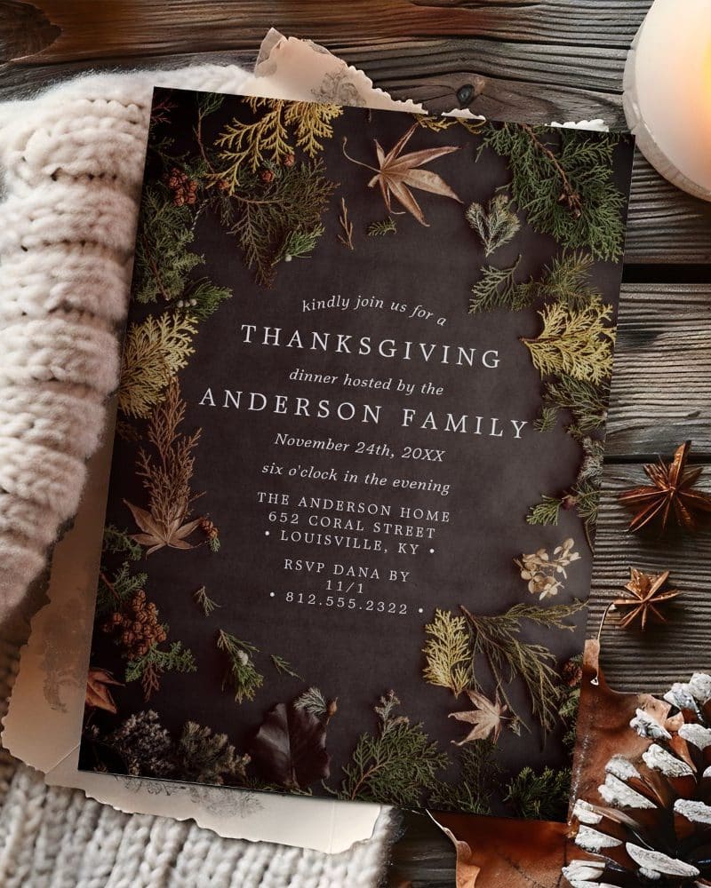 Thanksgiving dinner invitation from the Anderson family.