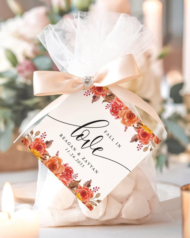 Elegant Floral Autumn Wedding Fall In Love  Favor Tags
