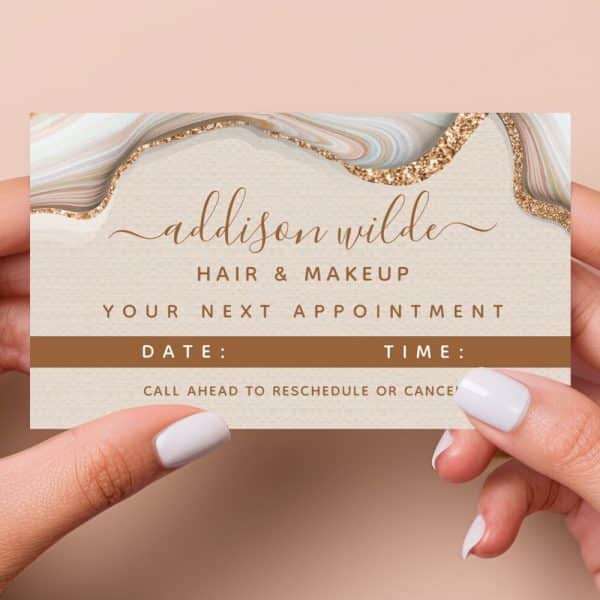 Appointment Card For Addison Wilde Hair &Amp; Makeup, Featuring An Abstract Design.