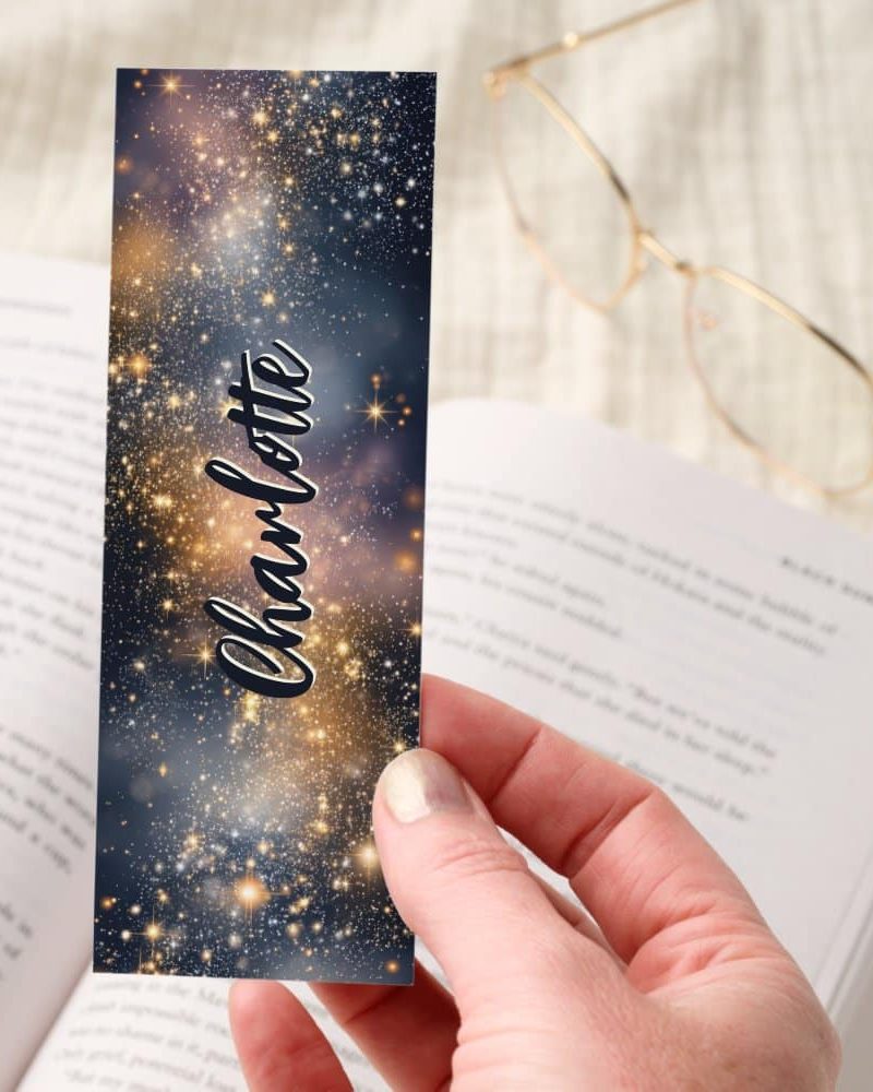 Elegant Golden Stardust Night Personalized Bookmarks