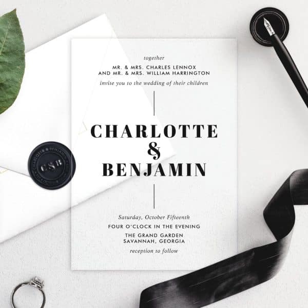 Wedding Invitation For Charlotte And Benjamin, October 15Th.