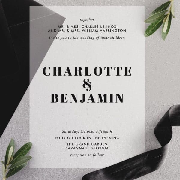 Wedding Invitation For Charlotte And Benjamin, October 15Th.