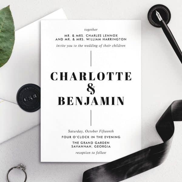 Wedding Invitation For Charlotte And Benjamin.