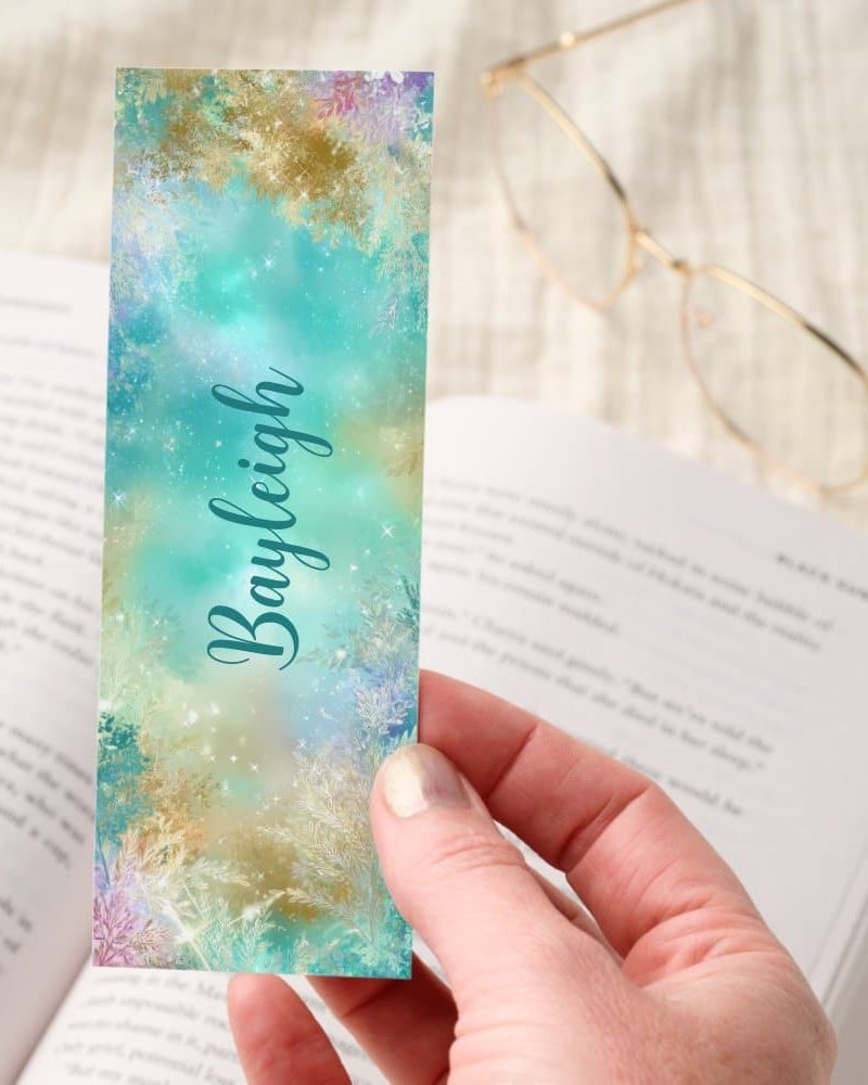 Enchanted Teal Gold Floral Sparkle Bookmarks