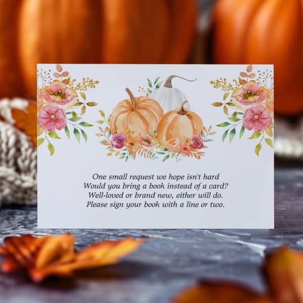 Autumn-Themed Book Request Card With Pumpkins And Flowers.