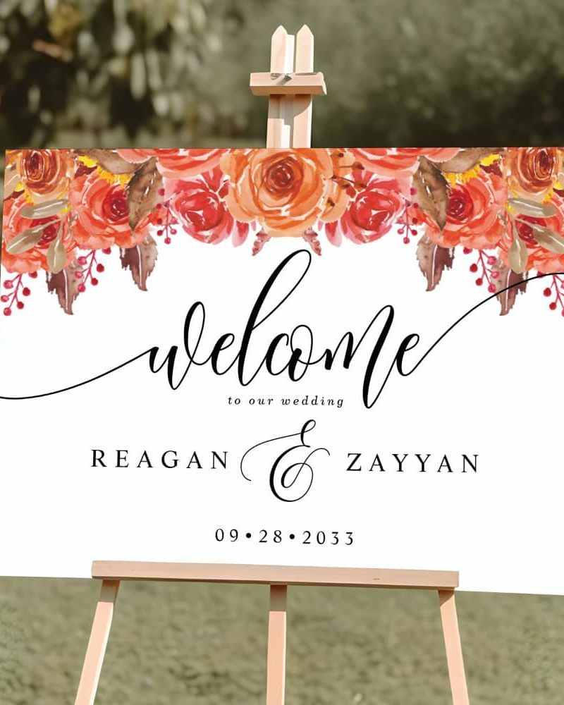 Fall Rustic Floral Autumn Wedding Welcome Foam Boa Foam Board