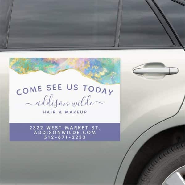 Car Magnet Advertising Addison Wilde Hair &Amp; Makeup, Including Address And Website.