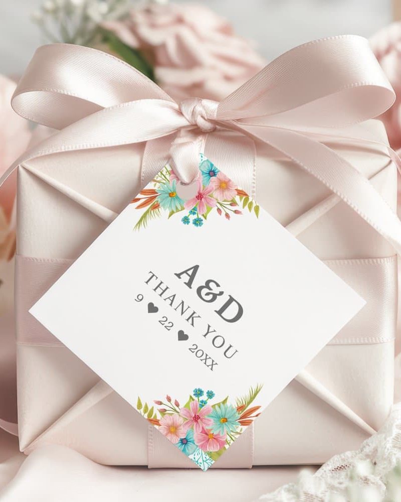 Floral Watercolor Wedding Thank You Favor Tags