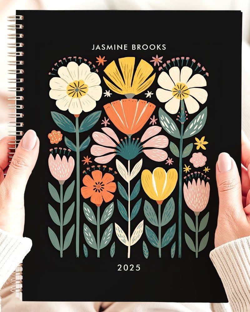 Folk Art Floral 2025 Custom Name  Planner