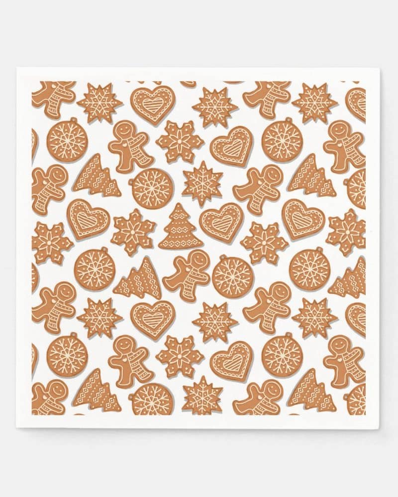 Pattern of assorted Christmas gingerbread cookies.
