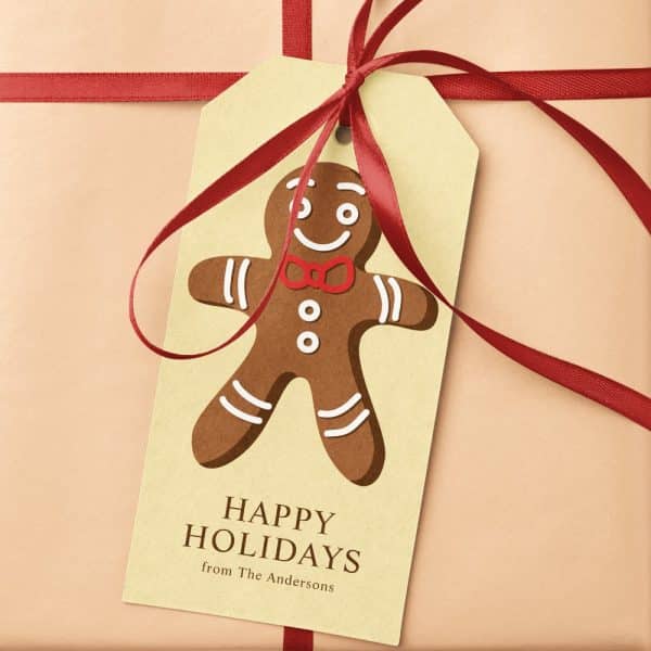 Gift Tag With A Gingerbread Man Illustration, Saying Happy Holidays From The Andersons.