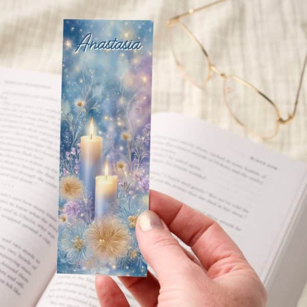 Glowing Candles Floral Sparkle Bookmarks