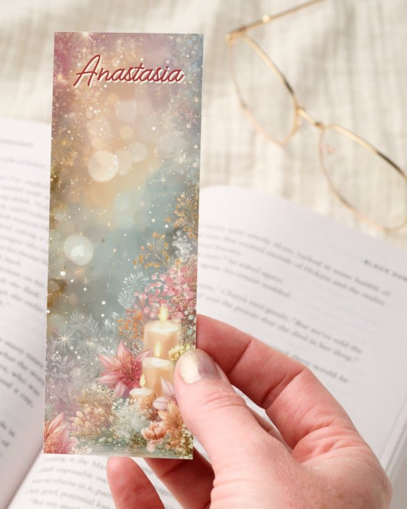 Glowing Floral Candles Sparkling Lights Bookmarks