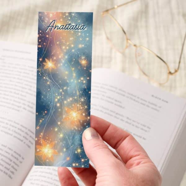 Glowing Floral Sparkle Fantasy Bookmarks