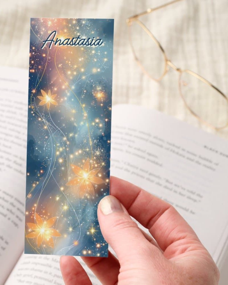 Glowing Floral Sparkle Fantasy Bookmarks