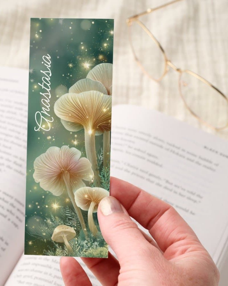 Glowing Forest Mushrooms Fantasy Bookmarks