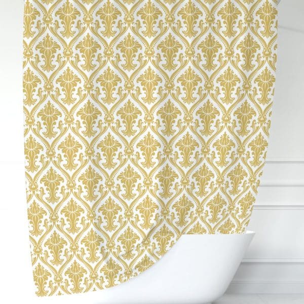 Gold Damask Shower Curtain.