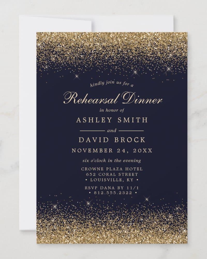 Rehearsal dinner invitation for Ashley Smith and David Brock, November 24th.