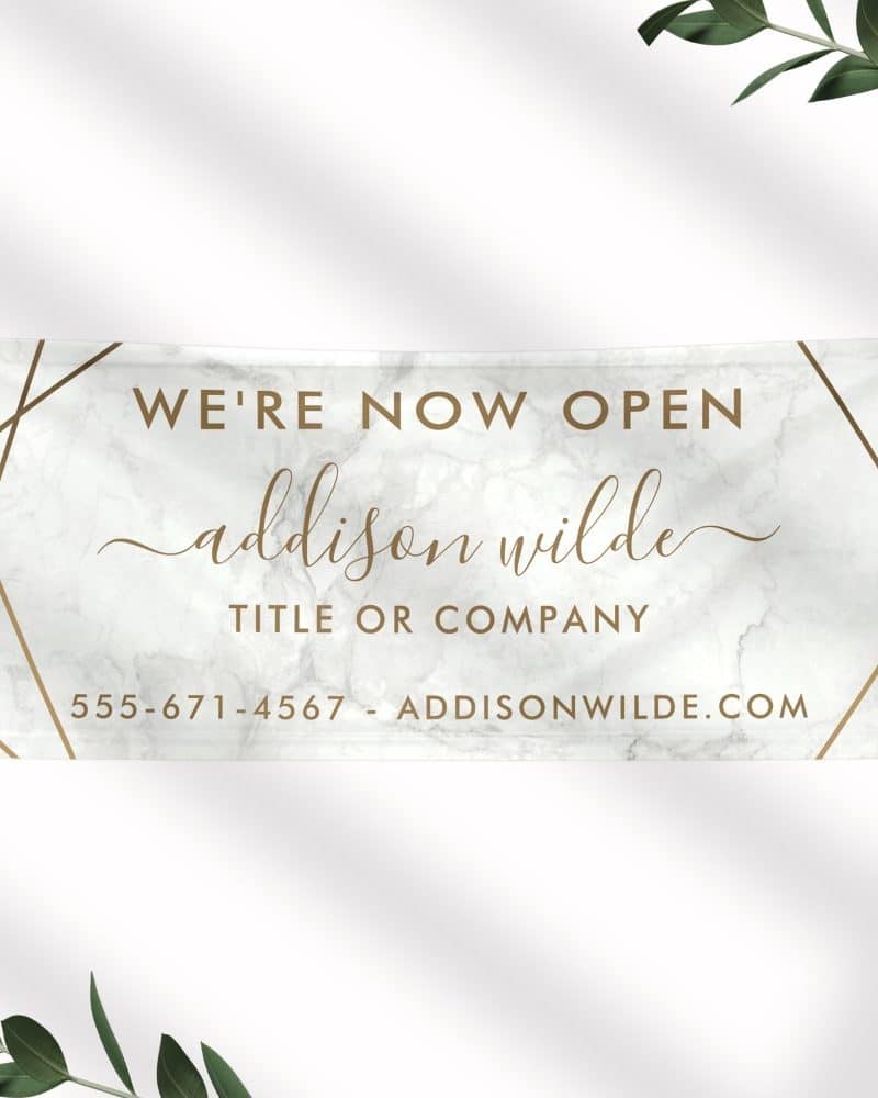 Gold Geometric White Marble Abstract Business Banner