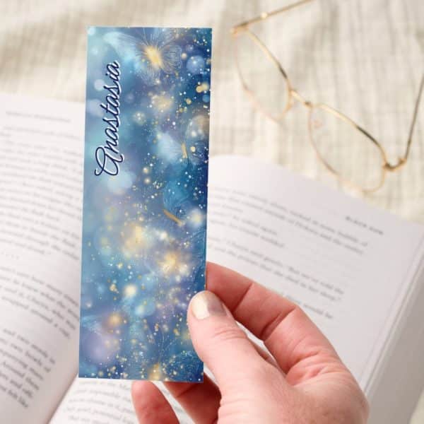 Golden Butterflies On Dreamy Blue Background Bookmarks