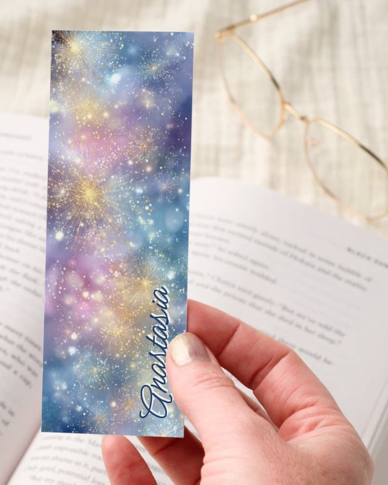Golden Fireworks on Blue and Pink Sky Bookmarks