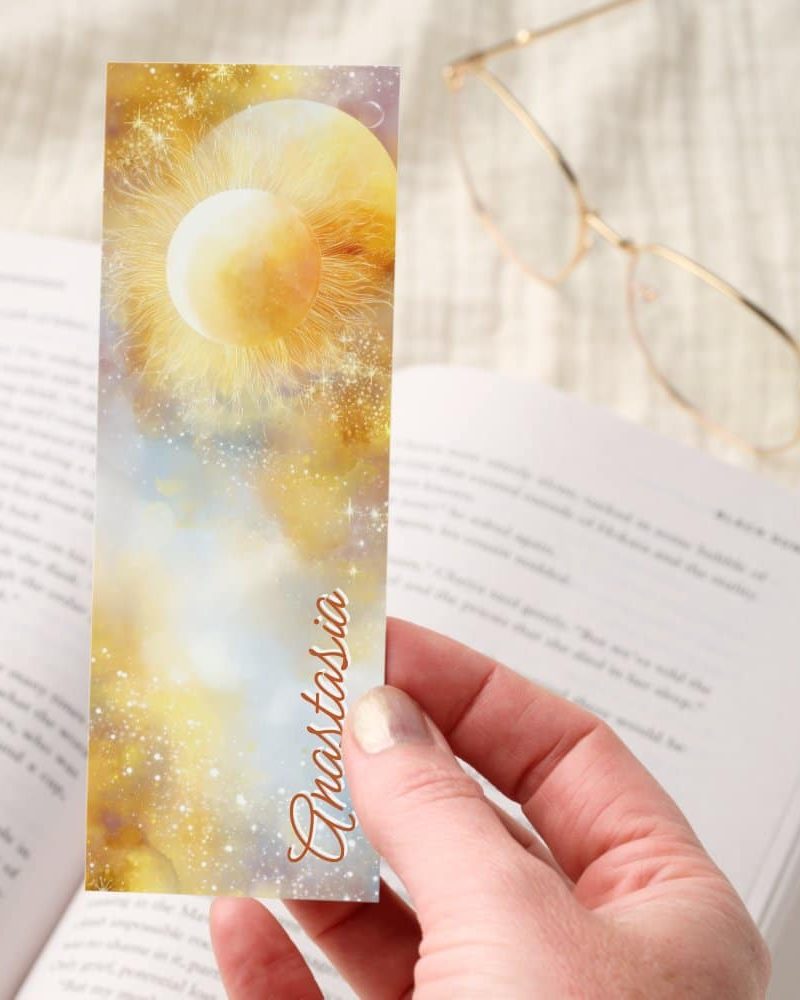 Golden Sun and Moon Celestial Sky Design Bookmarks