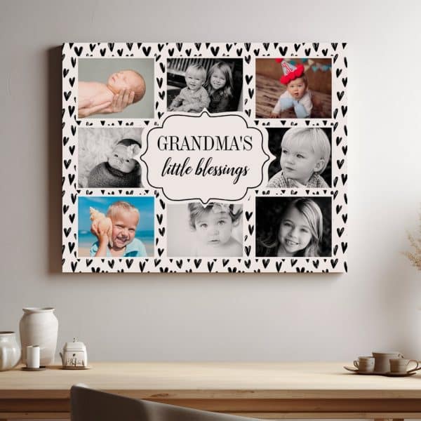 Grandmas Little Blessings Canvas Photo Collage Featuring Eight Photos Of Children And Babies.