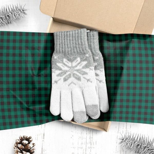 Pair Of Grey And White Snowflake Patterned Gloves In A Gift Box.