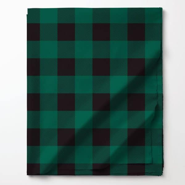 Green And Black Buffalo Plaid Fabric.