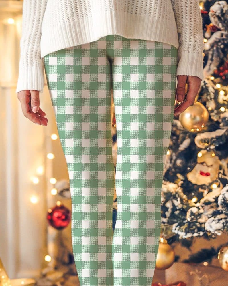Sage green gingham leggings.