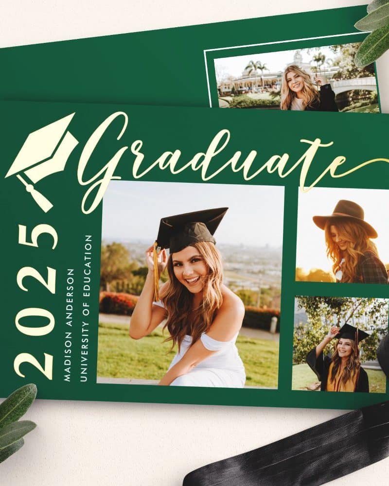 Graduation announcement with photos of Madison Anderson, class of 2025, University of Education.