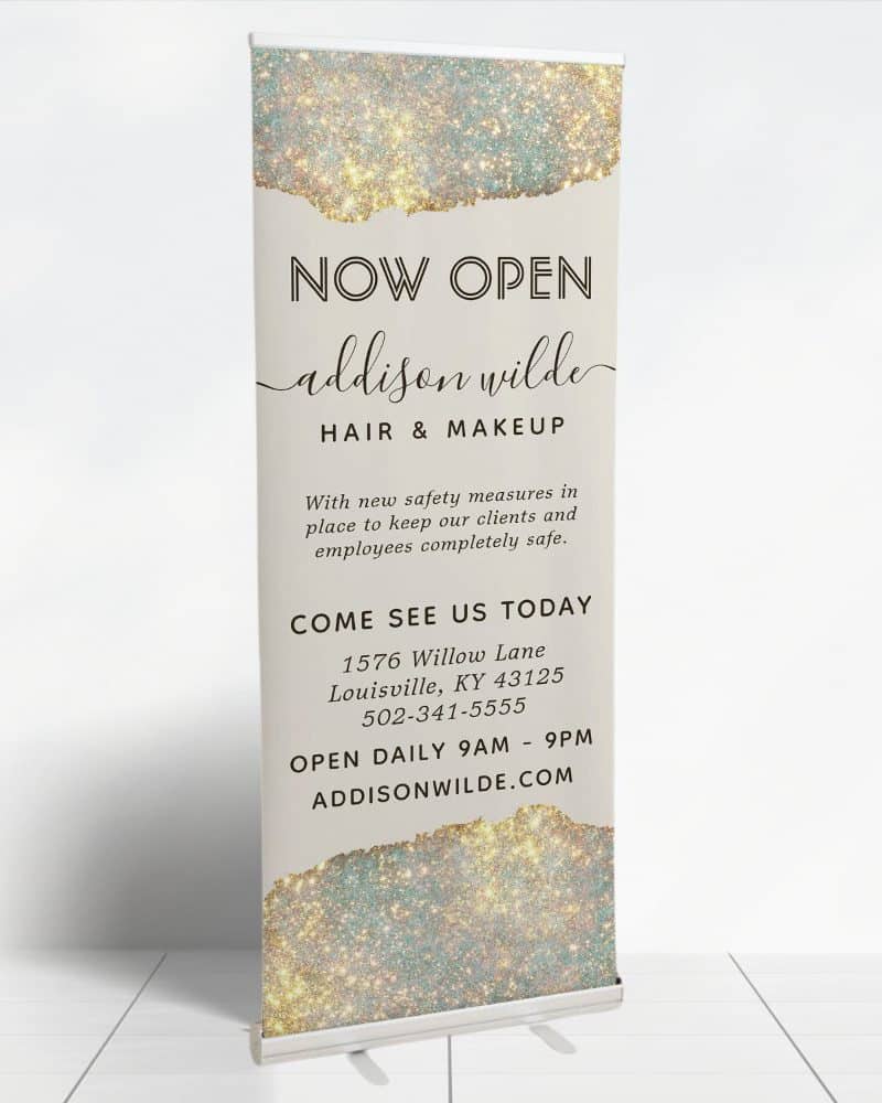 Holographic Glam Glitter Salon Business Retractable Banner