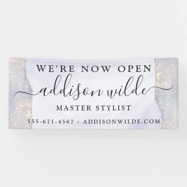 Holographic Purple Glitter Luxury Glam Business Banner