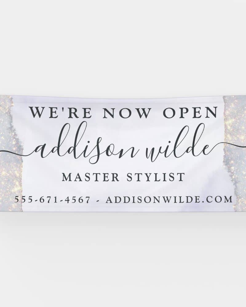 Holographic Purple Glitter Luxury Glam Business Banner