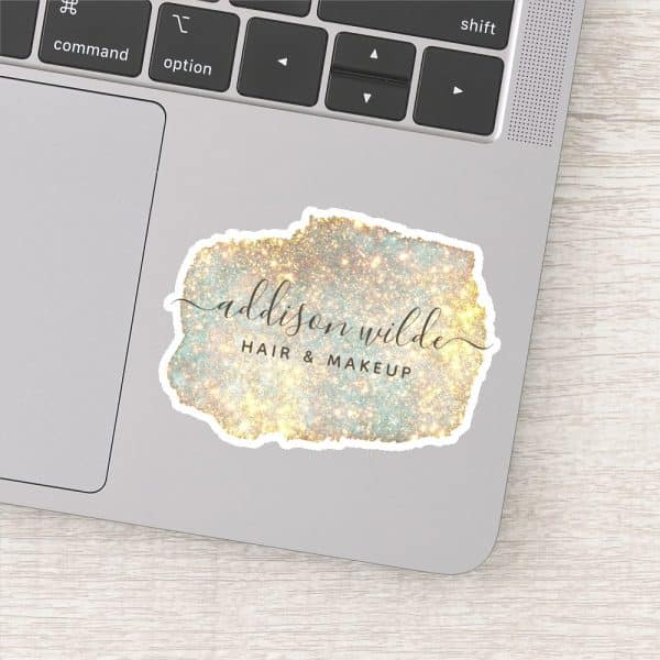 Addison Wilde Hair &Amp; Makeup Logo Sticker On A Laptop.